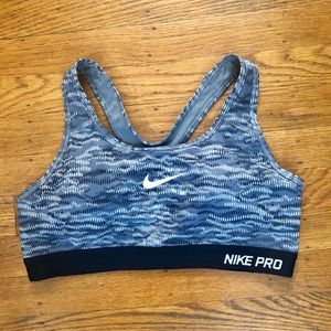 Black, Grey, White - Nike Pro Sports Bra - Size M